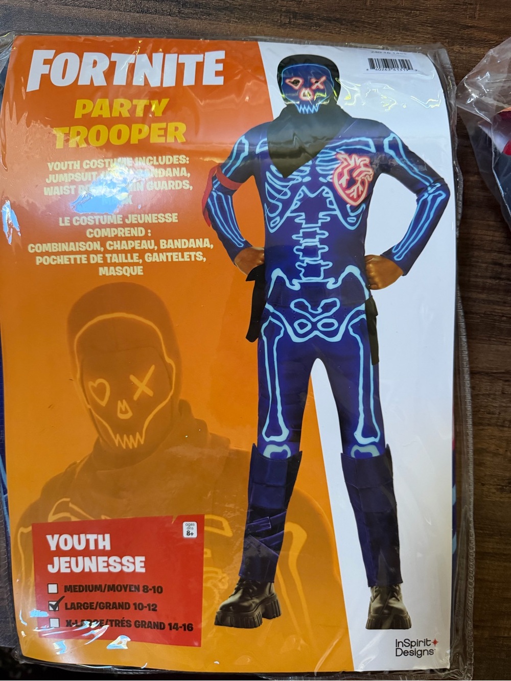 Fortnite Party Trooper Kids Costume - Blue and Black Glow